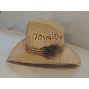 Big Sandy Mens Vintage Straw Cowboy Hat Size 7 1/8